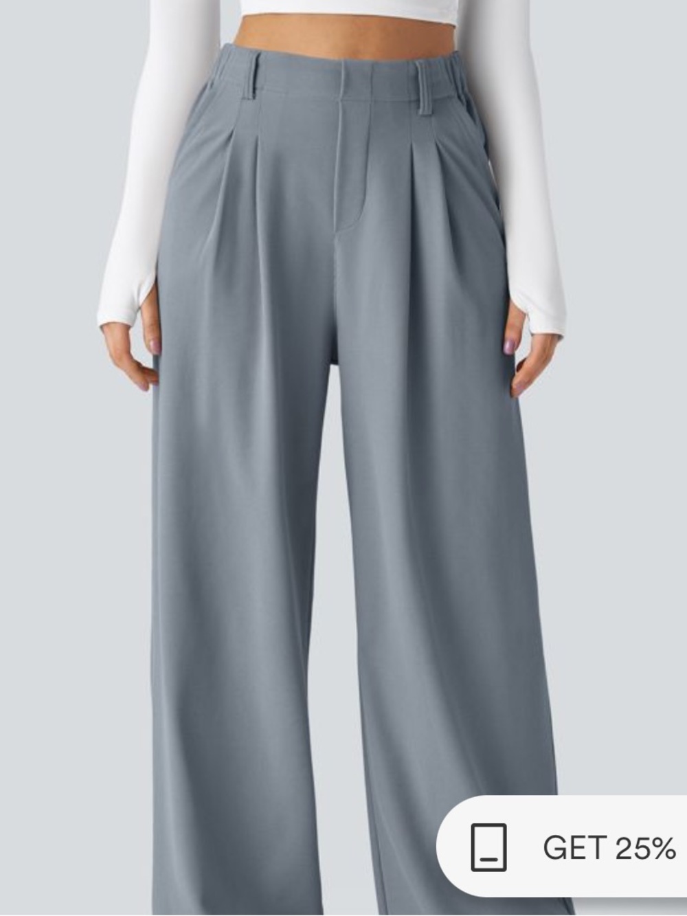 HALARA Wide-Leg High Waist Pants in Gray